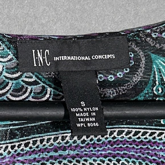 INC International Concepts Multi Color StretchTunic Square Neckline Size S - Picture 3 of 11